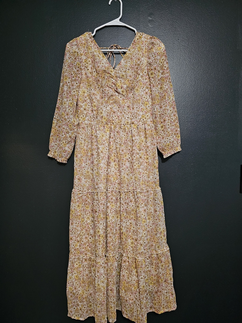 Sincerely Jules Floral Tiered Midi Dress - Pink, Yellow & Cream